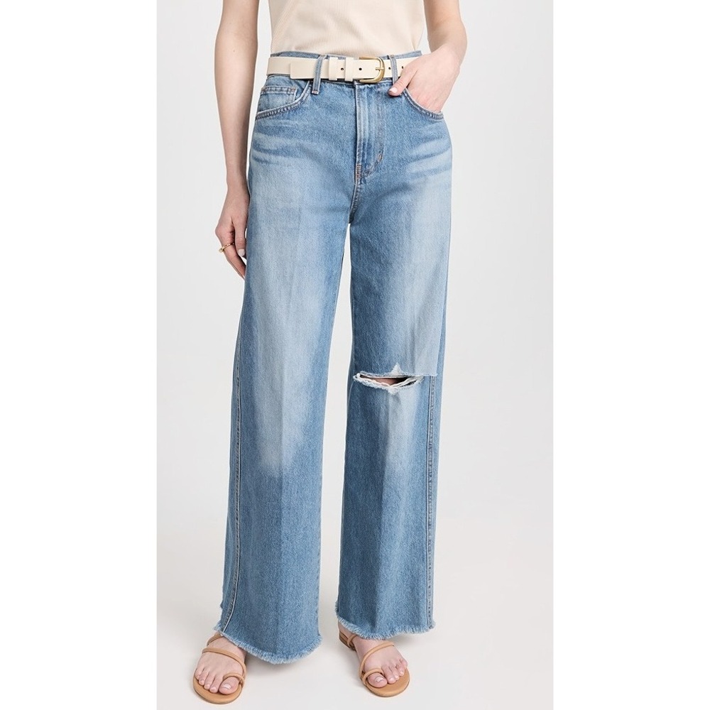 Veronica Beard Jean Taylor High Rise Wide Leg Distressed Jeans Womens 30 EUC-LN